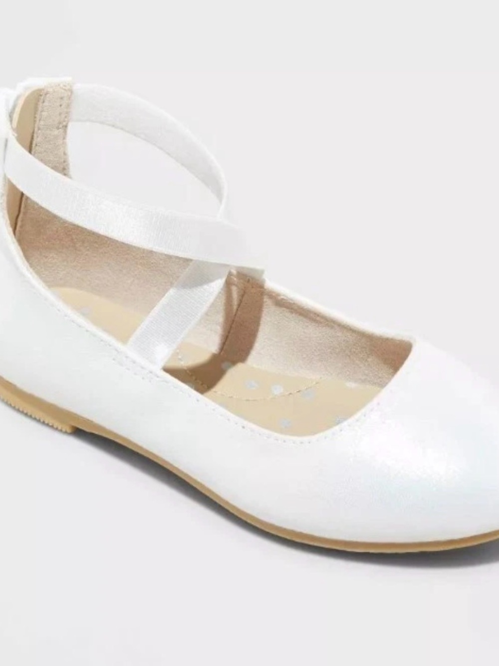 NWT Cat & Jack Trinity Slip-On Zipper Ballet Flats White- Size 5